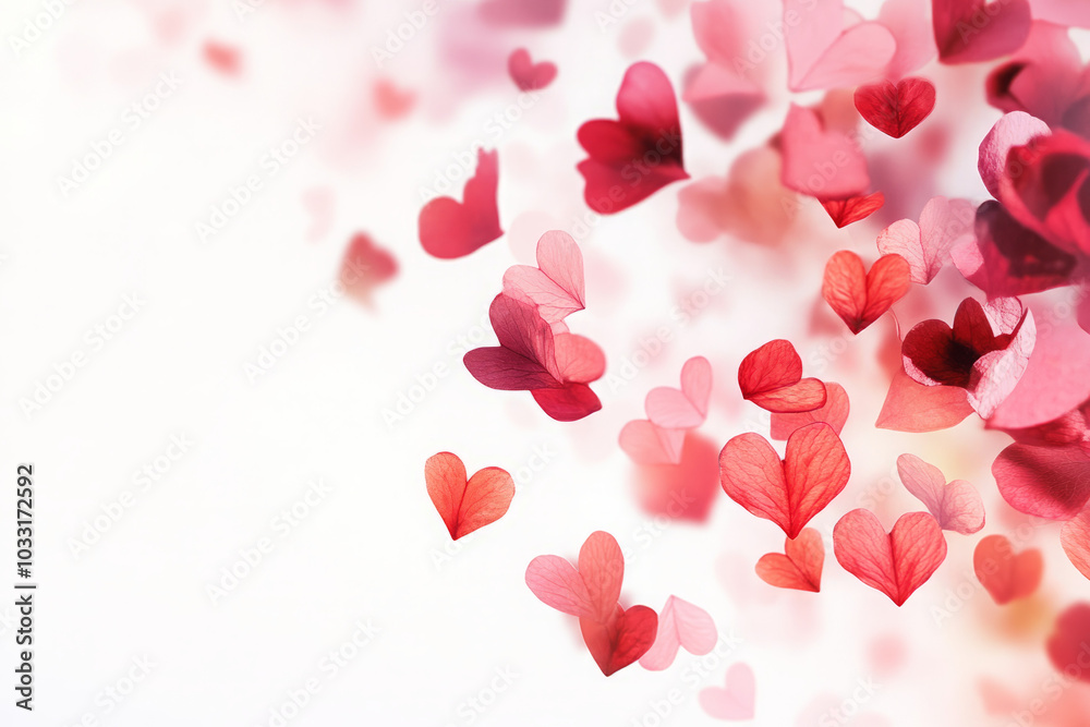Romantic Valentine's Day Background with Cascading Pink Hearts Romantic Valentine's Day Background with Cascading Pink Hearts