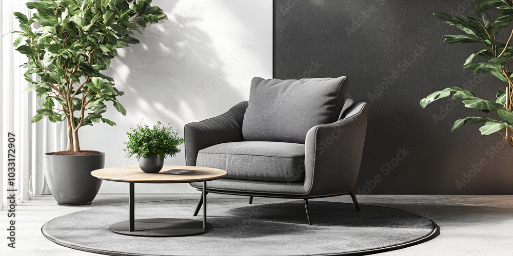 Fototapeta premium Modern Minimalist Living Room