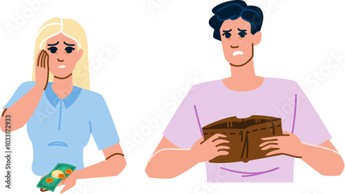 savings financial stress vector. expenses income, credit bills, inflation recession savings financial stress character. people flat cartoon illustration