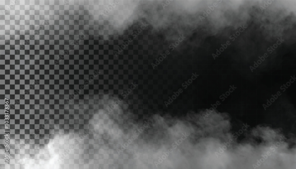 PSD Fog or smoke isolated transparent background. White cloudiness, mist, smog, dust, vapor PNG