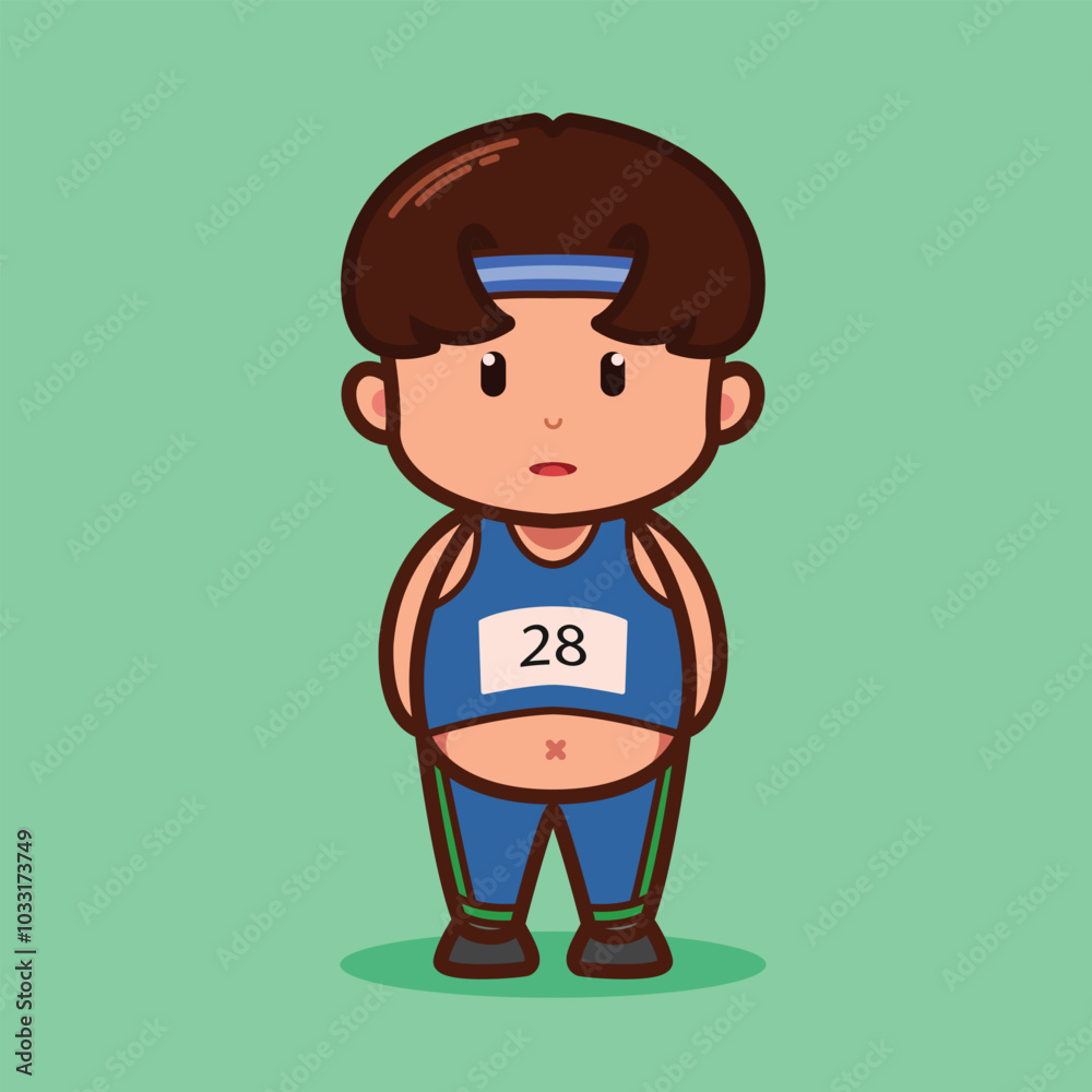 cute illustration of a fat man taking part in a marathon cute illustration of a fat man taking part in a marathon