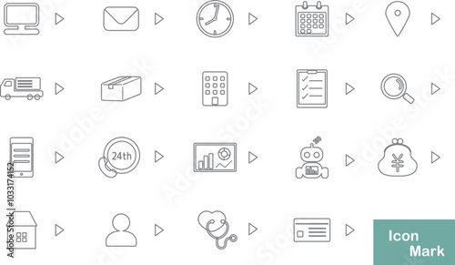 矢印のついたアイコンセット　