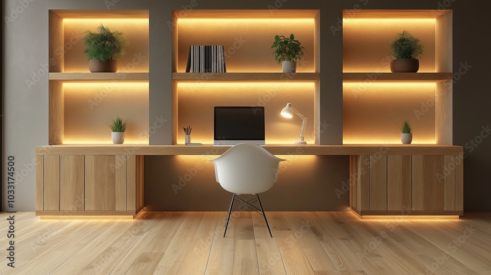 Fototapeta premium Modern minimalist home office design