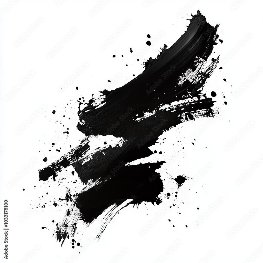 Naklejka premium Abstract black in splash paint brush strokes