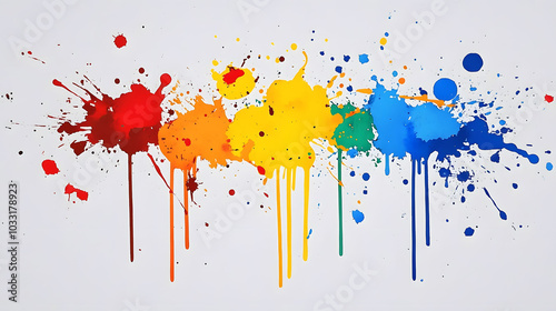 Vibrant paint splatter art with bold flat colors creating a dynamic and energetic visual experience photo