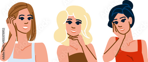 eyeshadow makeup woman vector. blush eyeliner, concealer highlighter, bronzer contour eyeshadow makeup woman character. people flat cartoon illustration