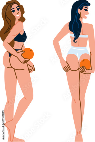 vitamin orange skin treatment vector. antioxidant serum, mask cleanser, toner scrub vitamin orange skin treatment character. people flat cartoon illustration