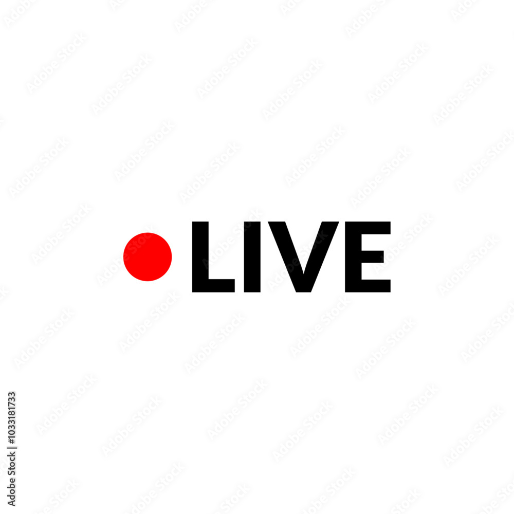 Obraz premium Live-stream badge icon with red dot indicator vector