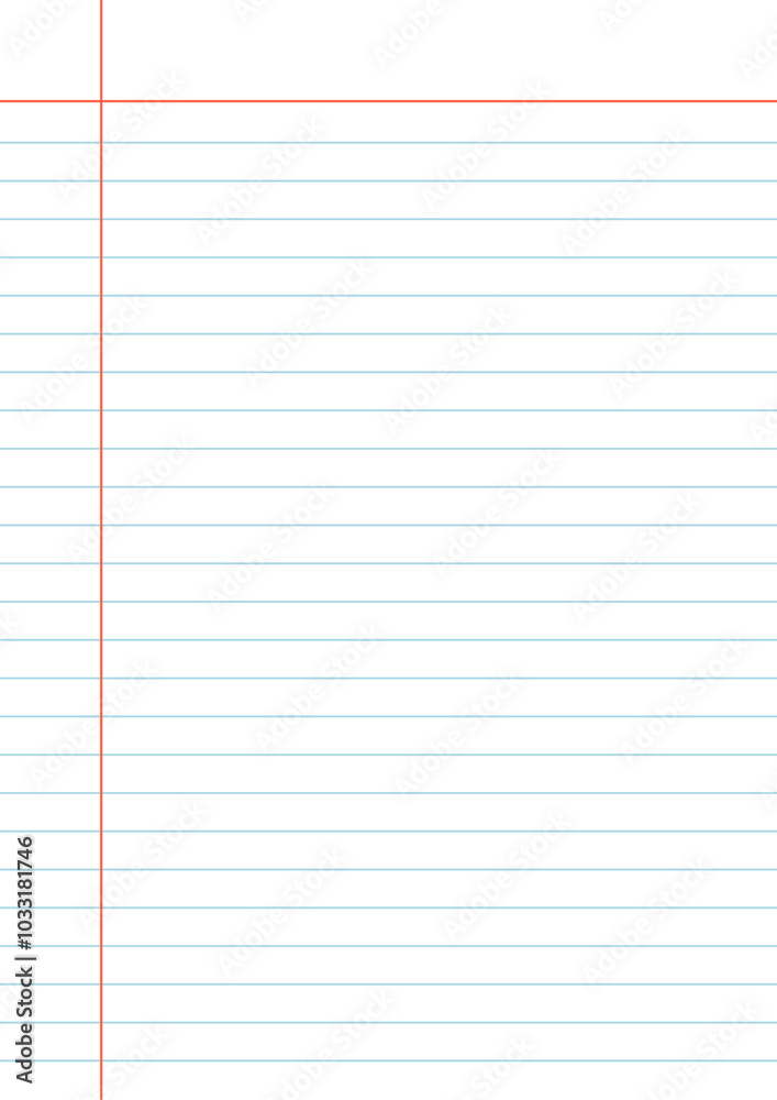 notebook page with margin and lines notebook page with margin and lines