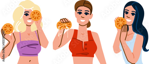 complexion orange skin woman vector. exfoliation vitamin, citrus peel, smooth texture complexion orange skin woman character. people flat cartoon illustration