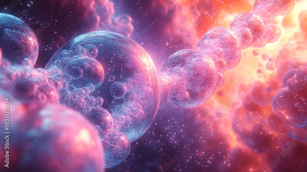 A vibrant depiction of cosmic bubbles and energy, illustrating the beauty of the universe. A vibrant depiction of cosmic bubbles and energy, illustrating the beauty of the universe.