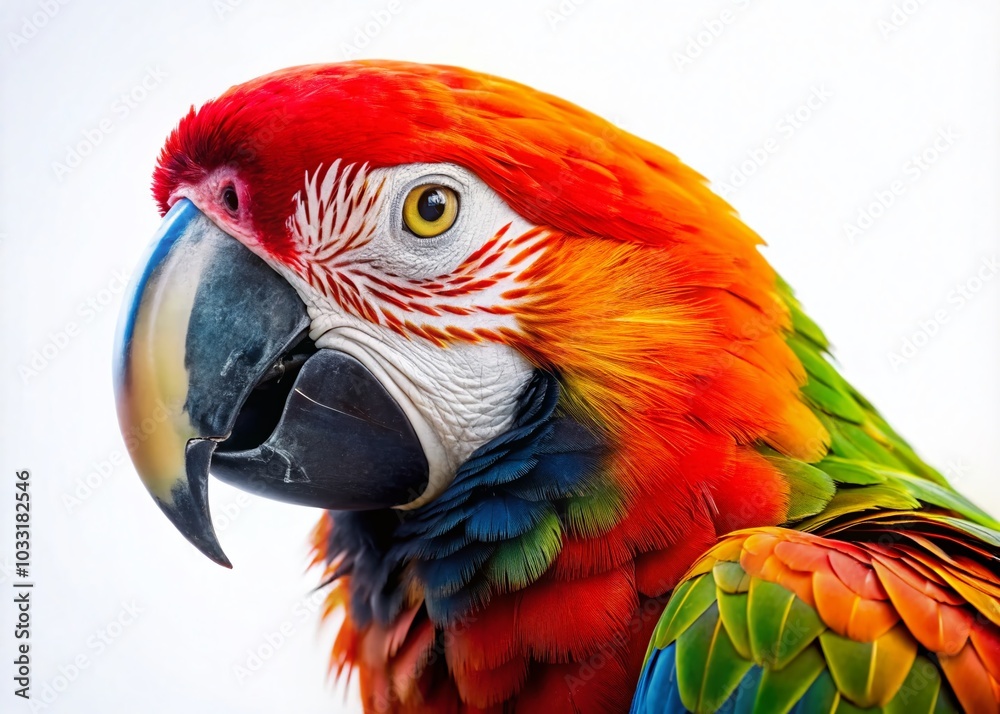 Obraz premium Vibrant Parrot Portraits on White Background for Stunning Visuals