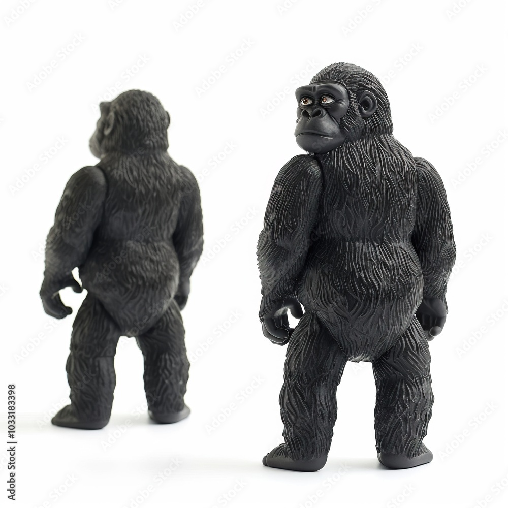 A single cute gorilla toy front back isolated on white background A single cute gorilla toy front back isolated on white background