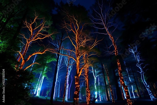 Electric Forest A forest with glowing electric trees