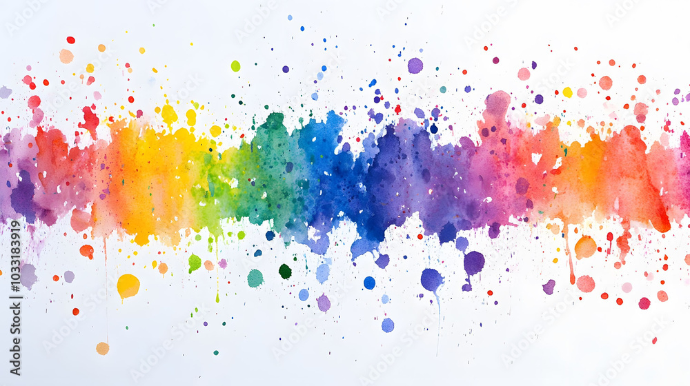Vibrant watercolour splashes create a lively rainbow effect on a clean white canvas, perfect for brightening any space. Vibrant watercolour splashes create a lively rainbow effect on a clean white canvas, perfect for brightening any space.