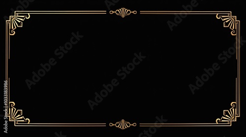 Elegant gold art deco border with 1920s decorative ornaments photo