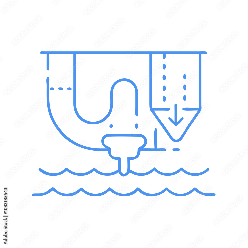 Drainage system illustration with pipes and water flow in a modern style, blue colors, copy space
Drainage system illustration with pipes and water flow in a modern style, blue colors, copy space