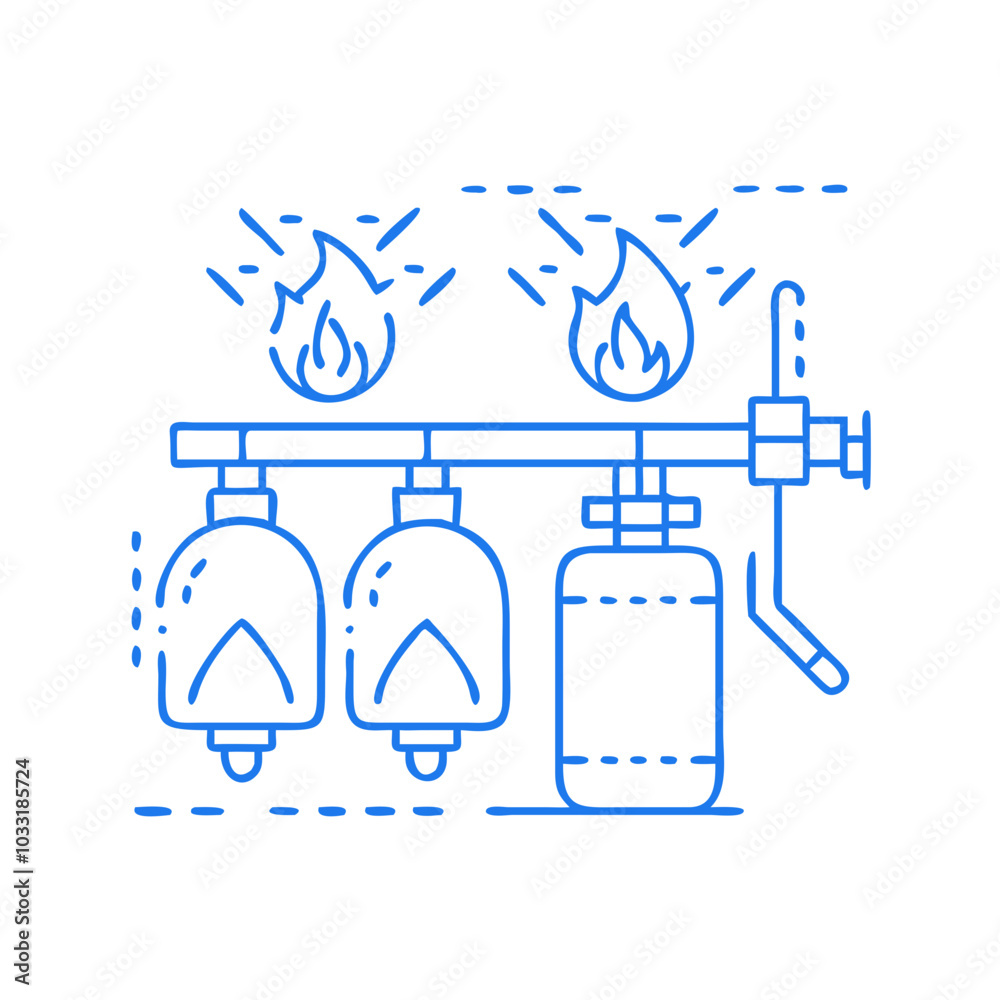 Fire Extinguisher System Icon in Minimalist Style with Blue Color Fire Extinguisher System Icon in Minimalist Style with Blue Color