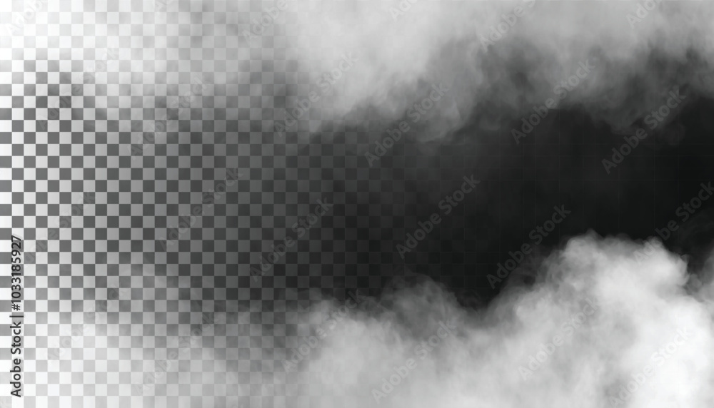 PSD Fog or smoke isolated transparent background. White cloudiness, mist, smog, dust, vapor PNG 02