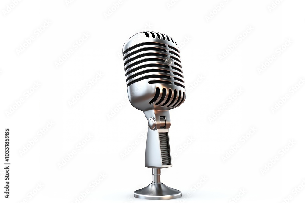 Fototapeta premium Microphone white background broadcasting technology.