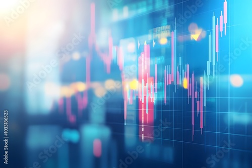 Wallpaper Mural A stock market graph with rising candlestick charts, representing an uptrending financial dashboard background.  Torontodigital.ca