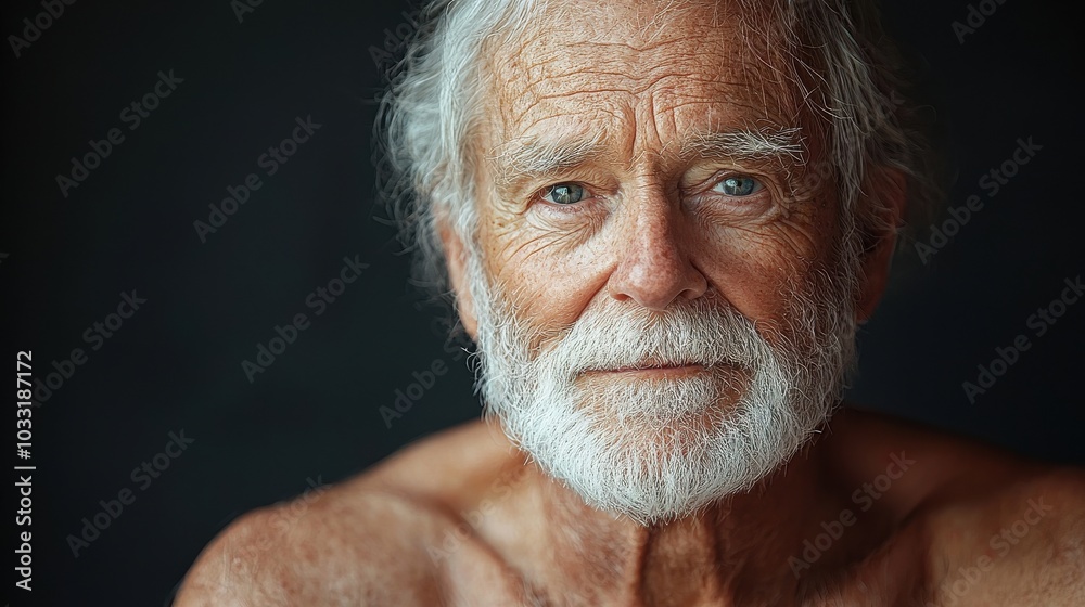 An elderly man with a thoughtful expression showcases wisdom and life experiences against a dark backdrop in a serene setting An elderly man with a thoughtful expression showcases wisdom and life experiences against a dark backdrop in a serene setting