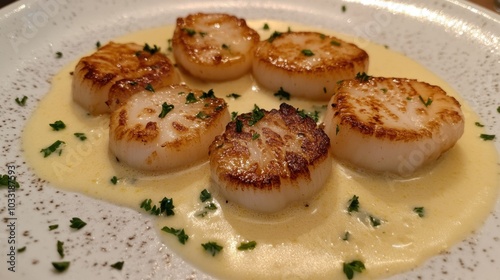 Delicious Seared Scallops with Cream Sauce Presentation