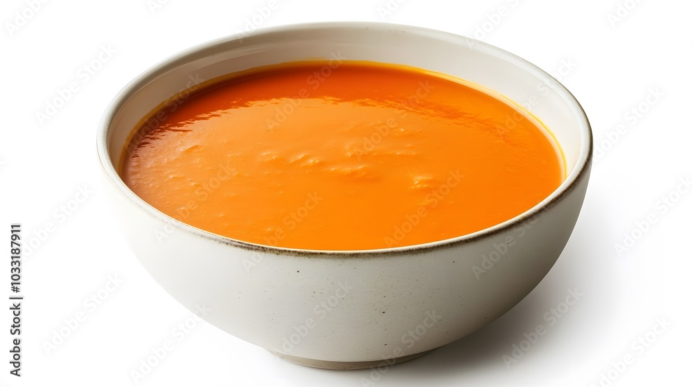 Delicious pumpkin cream soup in bowl on white background. Delicious pumpkin cream soup in bowl on white background.