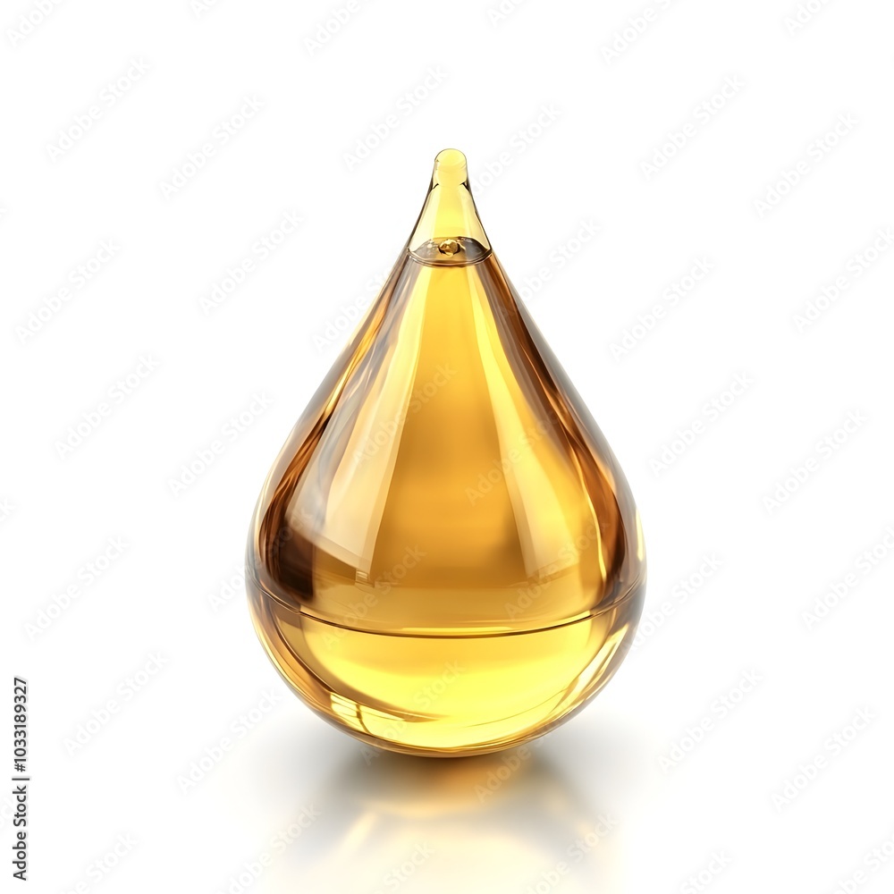 Elegant Amber Droplet Isolated on White Backdrop Elegant Amber Droplet Isolated on White Backdrop