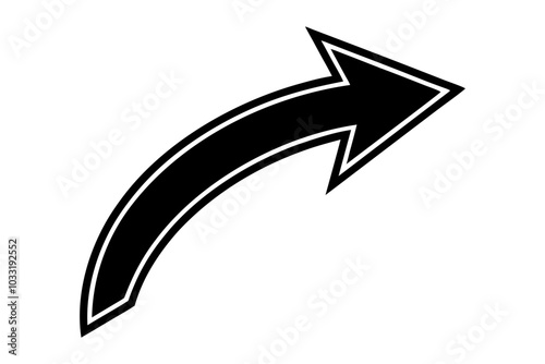 curved arrow silhouette black icon illustration