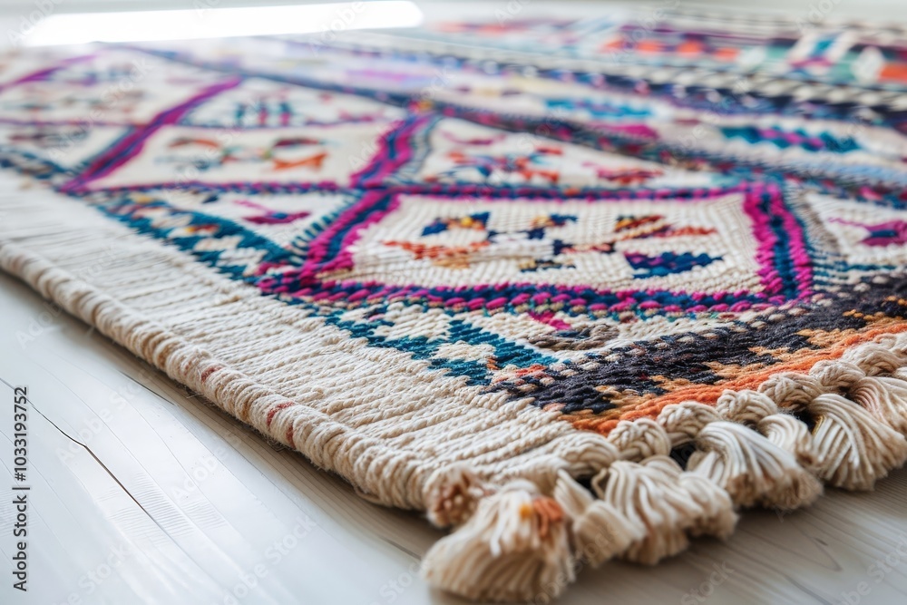 Colorful Woven Rug with Fringes Colorful Woven Rug with Fringes
