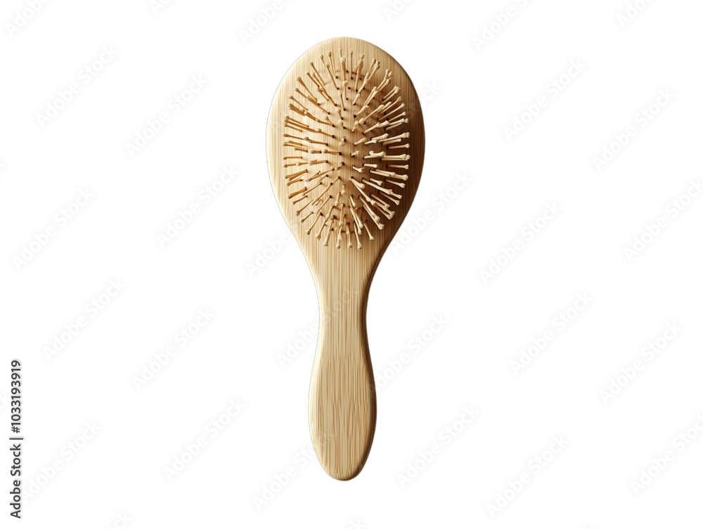 Bamboo Wooden Hairbrush with Natural Bristles on Transparent Background Bamboo Wooden Hairbrush with Natural Bristles on Transparent Background
