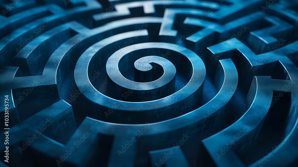 Futuristic Blue Spiral Maze in 3D Abstract Design Futuristic Blue Spiral Maze in 3D Abstract Design