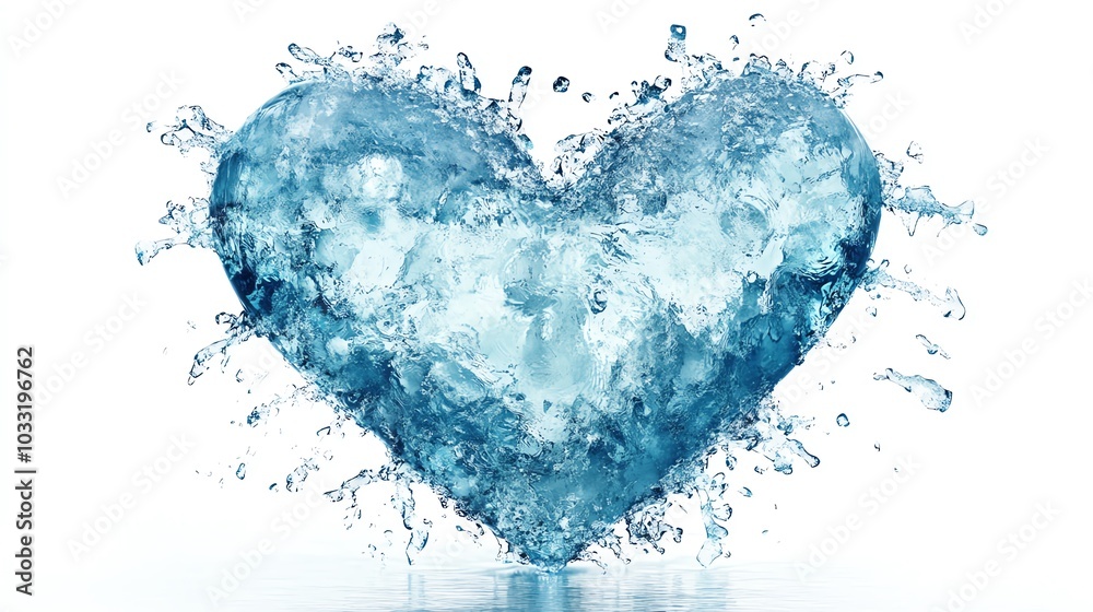 Heart made of ice, breaking apart with melting edges, white background Heart made of ice, breaking apart with melting edges, white background