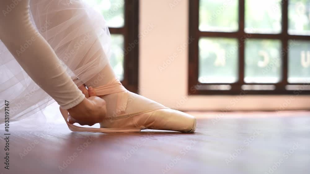 Asian women wear Ballet dress practices dancing Ballet in studio Asian women wear Ballet dress practices dancing Ballet in studio