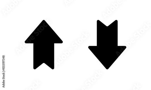 Up and down arrow icon in rounded corner. Upward and downward sign symbol