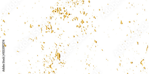 Abstract doted and confetti golden glitter and dust particles splatter on transparent background. Dust golden grunge background. Vector illustration.