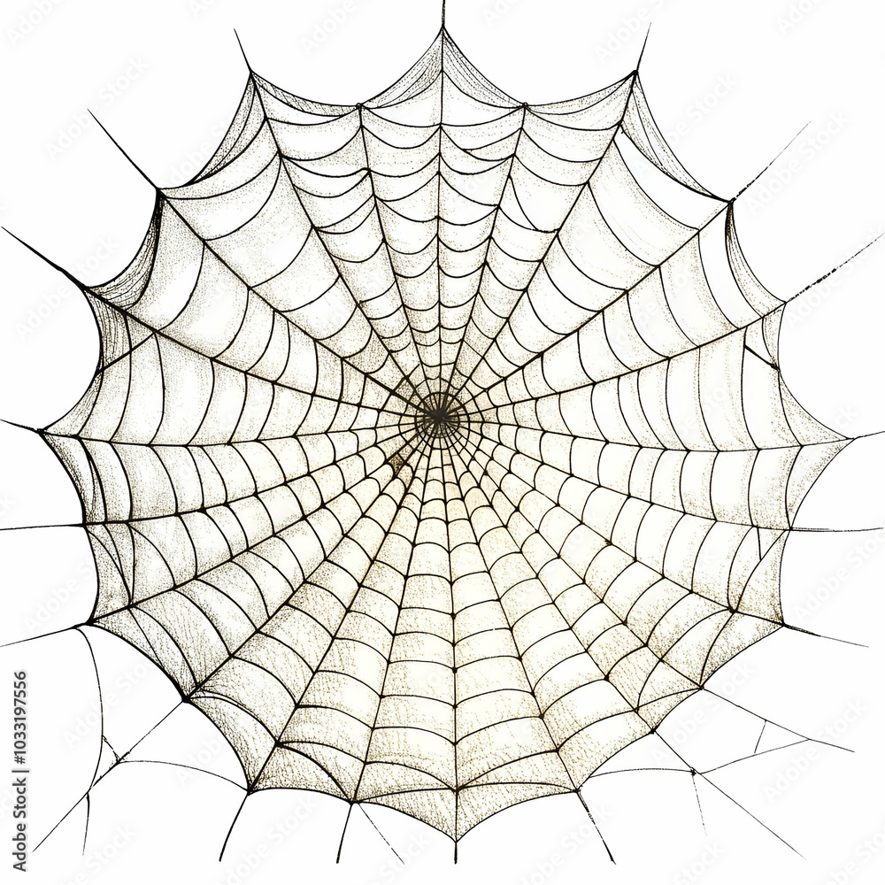 Fototapeta premium spider web delicately positioned on a clean white background.