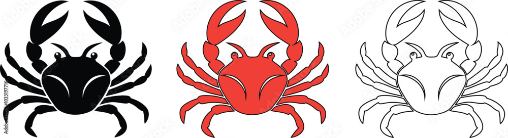 Detailed Sea Crab Silhouette Vector Graphic Detailed Sea Crab Silhouette Vector Graphic