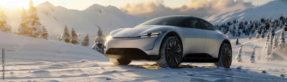 Naklejka premium Visualize the evolution of transportation with a dynamic 3D model showcasing an electric car
