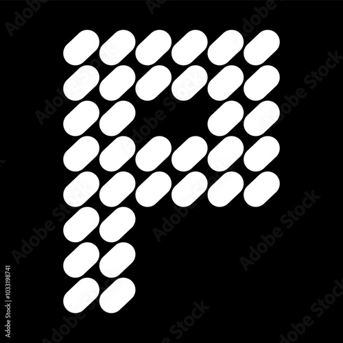 The uppercase P alphabet design is made of dots (like stones). This letter design also looks minimalist, aesthetic, professional, sporty, unique, and of course very cool.