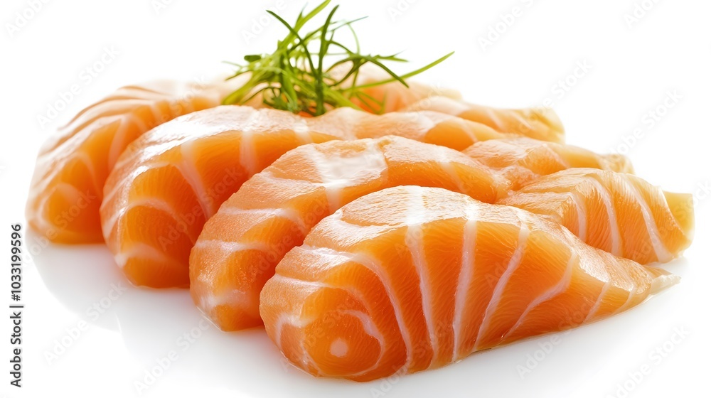 Salmon raw sashimi isolated on white background. Salmon raw sashimi isolated on white background.