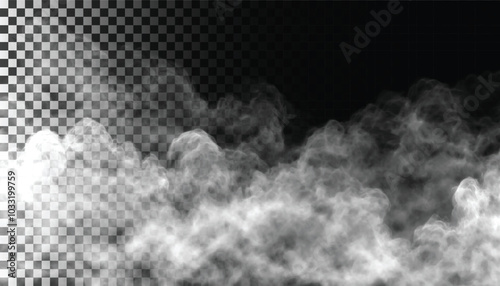 PSD Fog or smoke isolated transparent background. White cloudiness, mist, smog, dust, vapor PNG 05