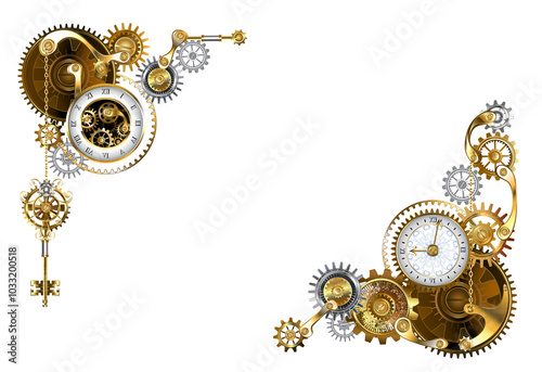 Frame with brass gears