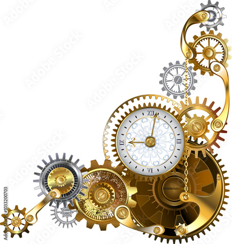 Frame with brass gears