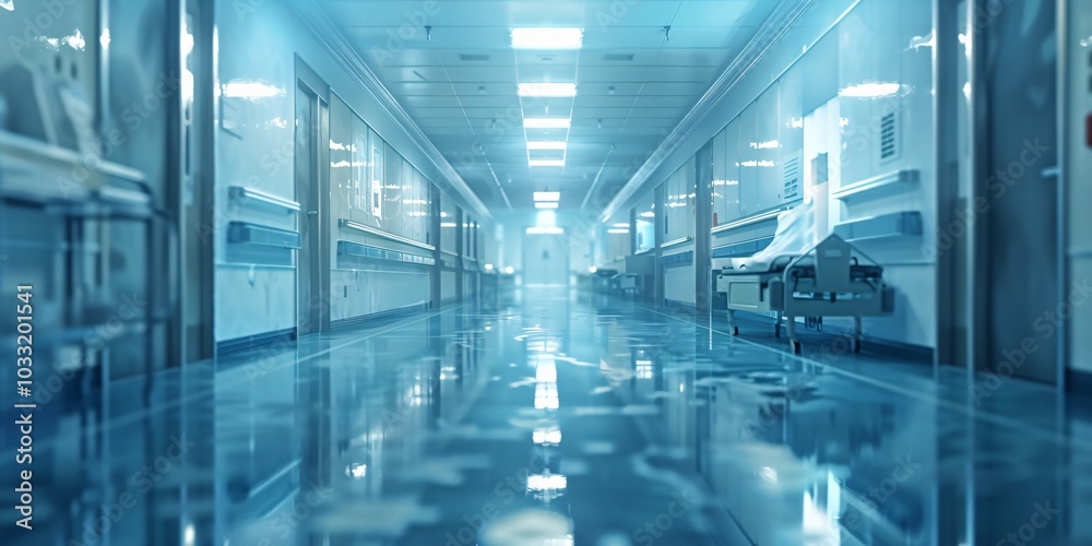 Fototapeta premium Stethoscope and Medical Equipment on a Minimal Background with DNA, Virus, and Cell Imagery Representing Healthcare and Pharmaceutical Research.