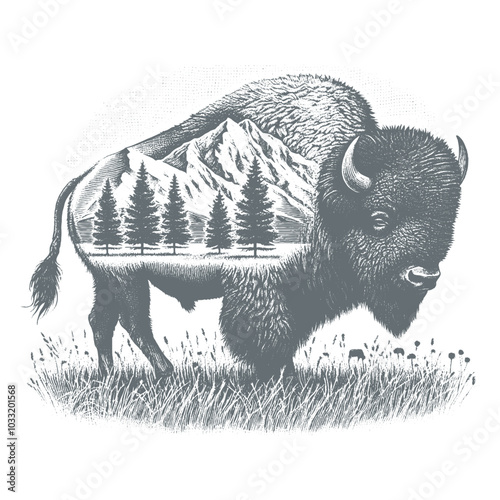 bison vector illustration