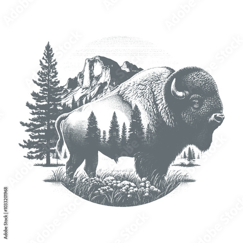 bison vector illustration