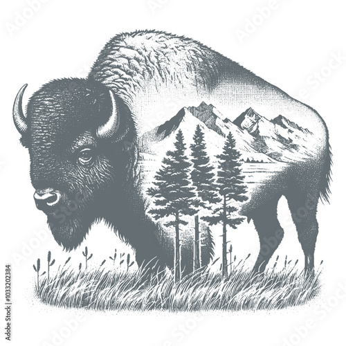 bison vector illustration