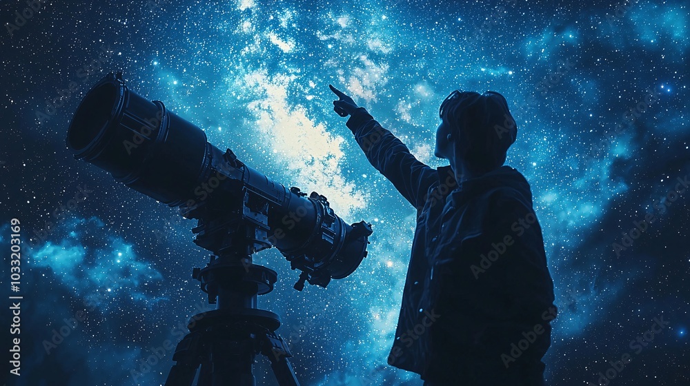 Stargazing with Telescope and Milky Way Stargazing with Telescope and Milky Way